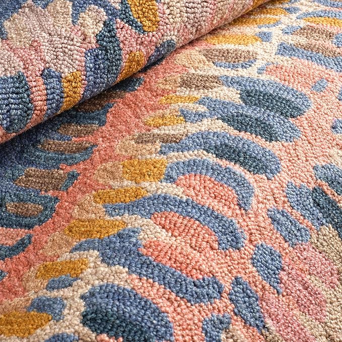 Dash and Albert Paint Chip Wool Area Rug - 3' x 5' Coral Graphic Hand Micro Hooked Accent Rug - Durable, High Traffic Areas Hallway, Living Room, Stairs