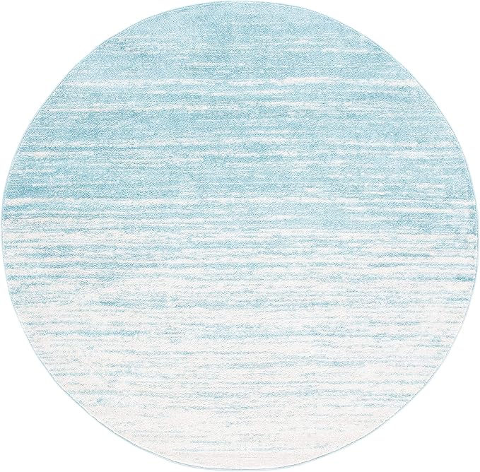 SAFAVIEH Adirondack Collection Area Rug - 5' Round, Aqua & Ivory, Modern Ombre Design, Non Shedding & Easy to Clean, Ideal for Living Room, Bedroom, Office, Dining Space (ADR113J)