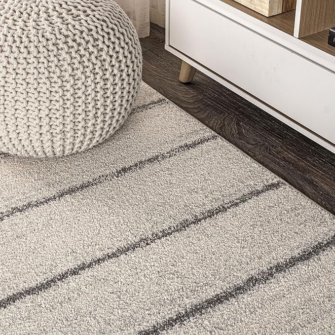 JONATHAN Y Williamsburg Minimalist Stripe Cream/Gray Indoor Area Rug, 5x8, Contemporary, Modern, Easy-Cleaning for Living Room, Bedroom, Kitchen, Pet Friendly, Non-Shedding (MOH201A-5)