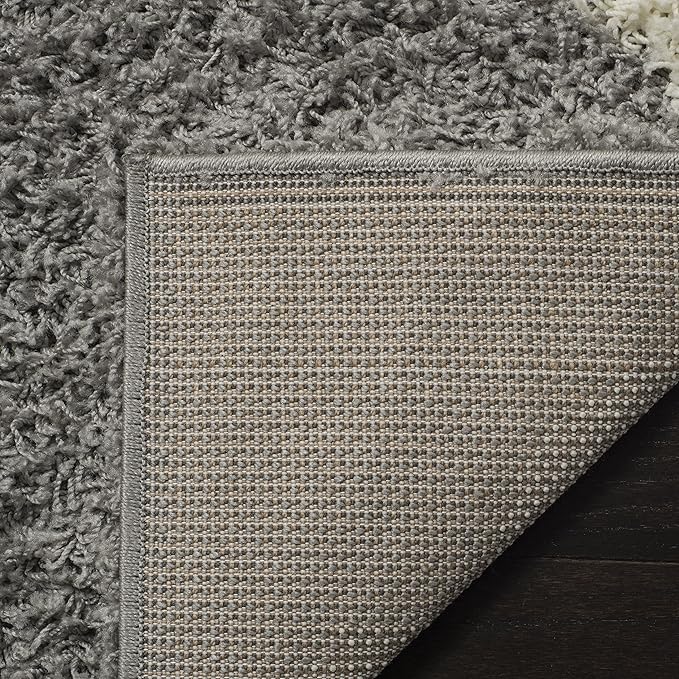 SAFAVIEH Area Rug 8x10 - Dallas Shag Collection - Large - Grey & Ivory, Trellis Pattern, Non-Shedding & Easy Cleaning, Plush Thick Pile, Ideal for Living Room, Bedroom, Dining Space (SGD257G)