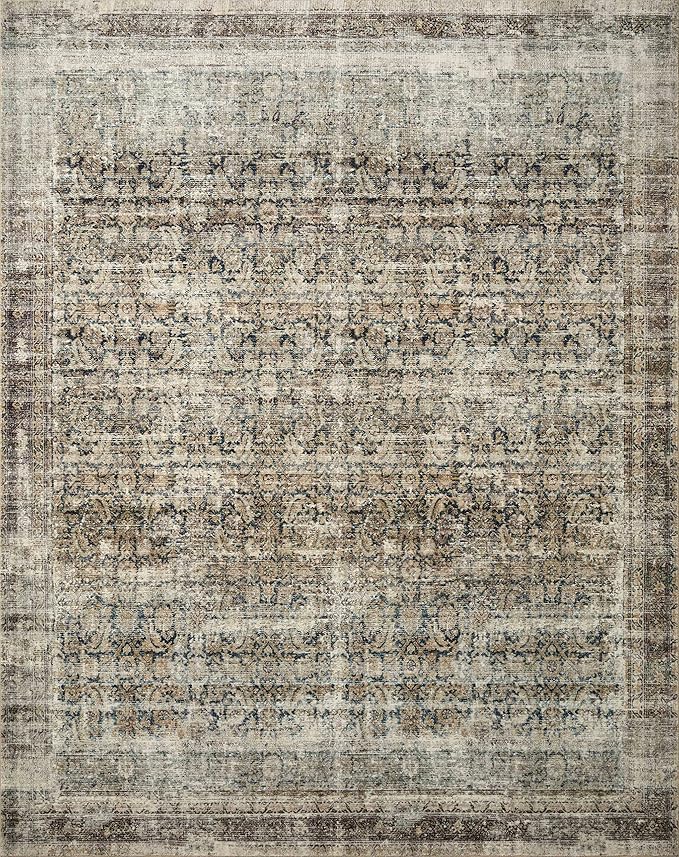 Loloi Amber Lewis Morgan Collection MOG-02 Navy/Sand 7'-3" x 9'-3" 38" Thick Area Rug feat. CloudPile, Neutral, Room Décor, Vintage Inspired, Livingroom, Bedroom, Dining Area