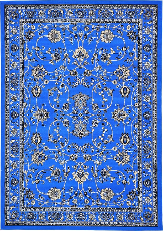 Unique Loom Sialk Hill Collection Area Rug - Washington (7' x 10' Rectangle Dark Blue/Black)