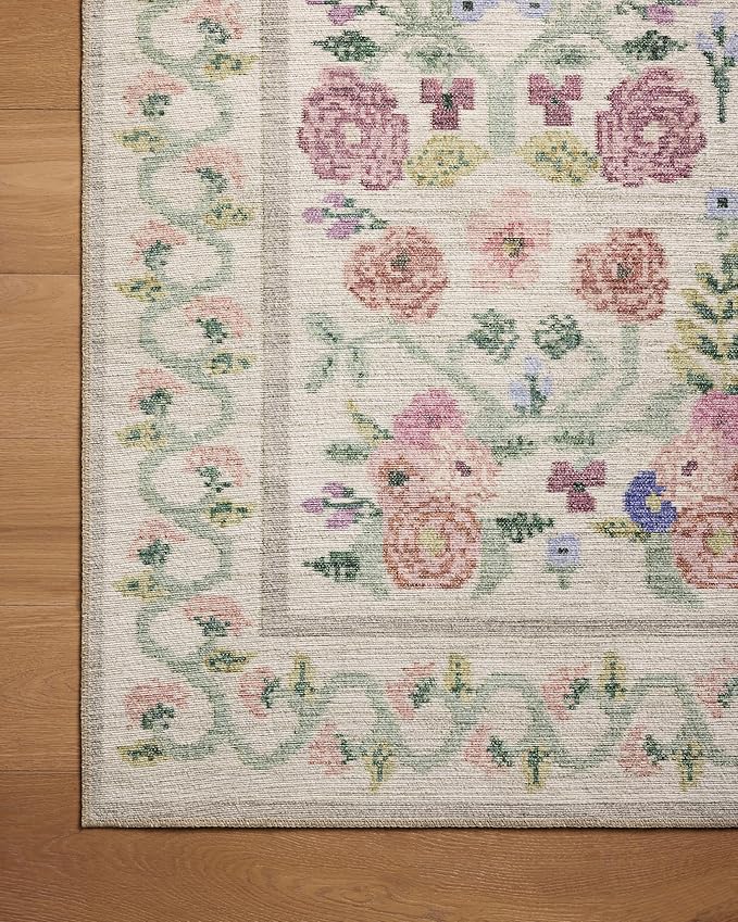 Loloi Rifle Paper Co. Rosa Collection RSA-01 Ivory 7'-6" x 9'-6" Area Rug