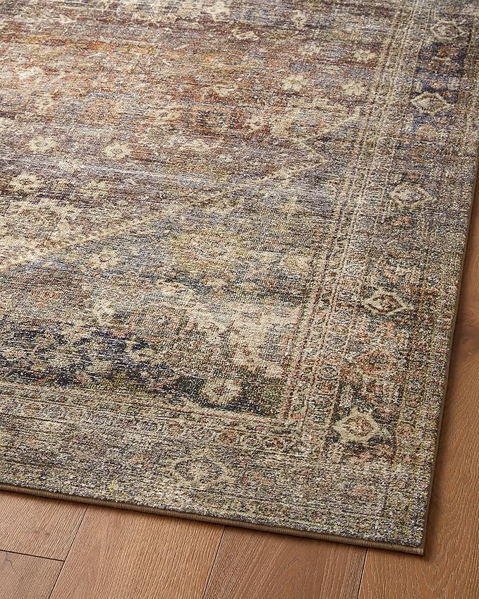 Loloi Amber Lewis Morgan Collection MOG-05 Spice/Lagoon 3'-6" x 5'-6" 38" Thick Accent Rug feat. CloudPile, Neutral, Room Décor, Vintage Inspired, Livingroom, Bedroom, Dining Area