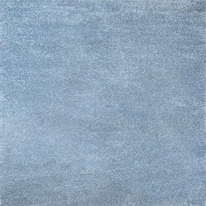 Eyely UES100F-6SQ Supersoft Haze Solid Low-Pile Indoor Area Rug, Coastal, Bohemian, Minimalist, Classic, Casual for Bedroom,Kitchen,Living Room,Non Shedding,Easy-Washing, Blue, 6' Square