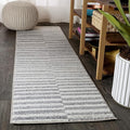 JONATHAN Y Lyla Offset Stripe Gray/Cream Runner Rug, 2x8, Contemporary, Modern, Easy-Cleaning for Living Room, Bedroom, Kitchen, Pet Friendly, Non-Shedding (MOH204A-28)