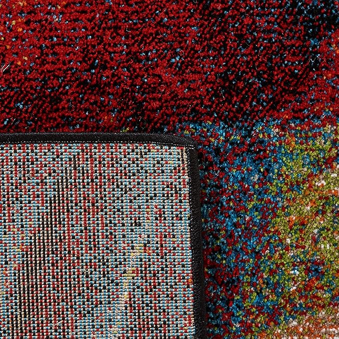 SAFAVIEH Glacier Collection 2'3" x 10' Red/Green GLA126Q Modern Abstract Non-Shedding Living Room Entryway Foyer Hallway Bedroom Runner Rug