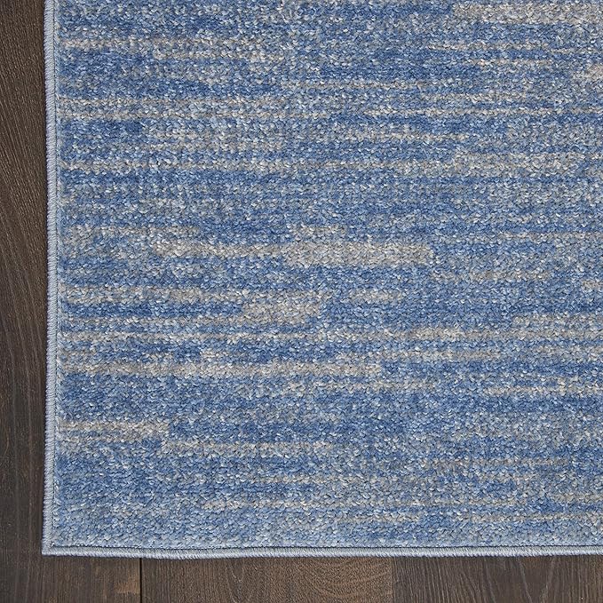 Nourison Home Nourison Essentials Blue Grey 2'2" x 10' Area Rug - Easy Clean, Non Shedding, Bed Room, Living Room, Dining Room, Kitchen (10' Runner)