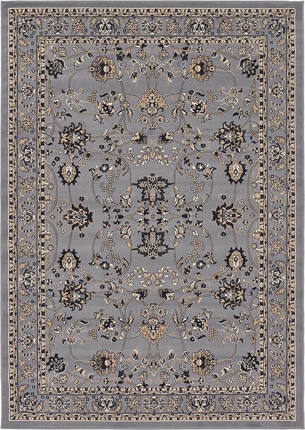 Unique Loom Sialk Hill Collection Area Rug - Washington (7' 1" x 10' Rectangle Gray/Black)