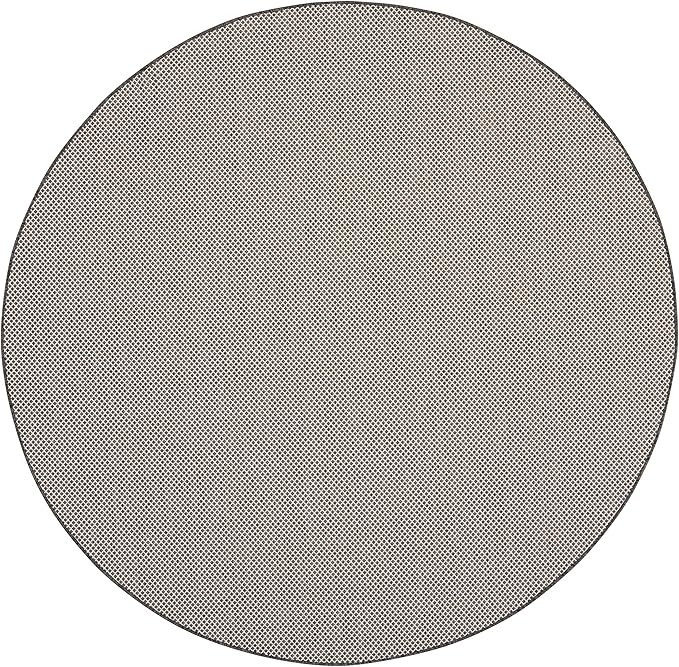 Nourison Home Courtyard Ivory Charcoal 6' x Round Area Rug - Easy Clean, Non Shedding, Bed Room, Living Room, Dining Room, Kitchen (6' x Round)