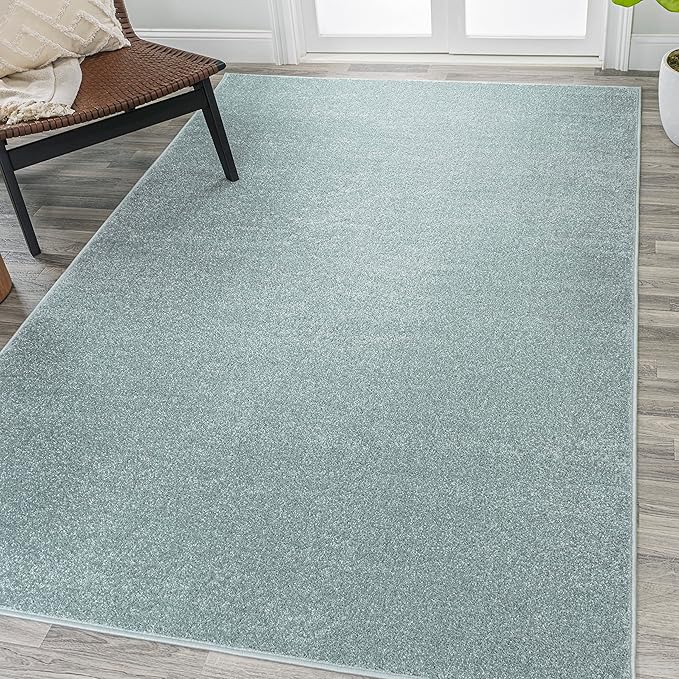 JONATHAN Y Haze Solid Low-Pile Aqua Blue Indoor Area Rug 3x5, Coastal,Bohemian,Minimalist,Classic, Easy-Cleaning for Living Room,Bedroom,Kitchen,Pet Friendly,Non-Shedding (SEU100S-3)