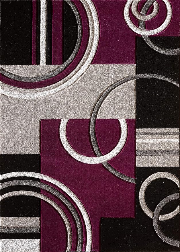 GLORY RUGS Area Rug Modern Soft Hand Carved Contemporary Floor Carpet with Premium Fluffy Texture for Indoor Living Dining Room and Bedroom Area (4x6, Purple)