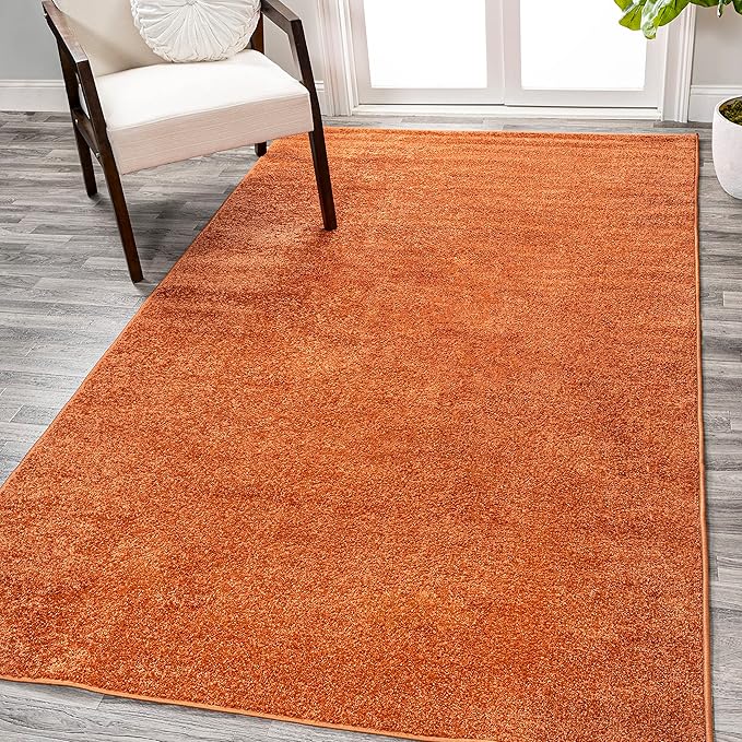 Eyely UES100M-8 Supersoft Haze Solid Low-Pile Indoor Area Rug Casual;Contemporary;Solid;Traditional, Bedroom, Kitchen, Living Room, Easy-Cleaning, Non-Shedding, 8 X 10, Orange