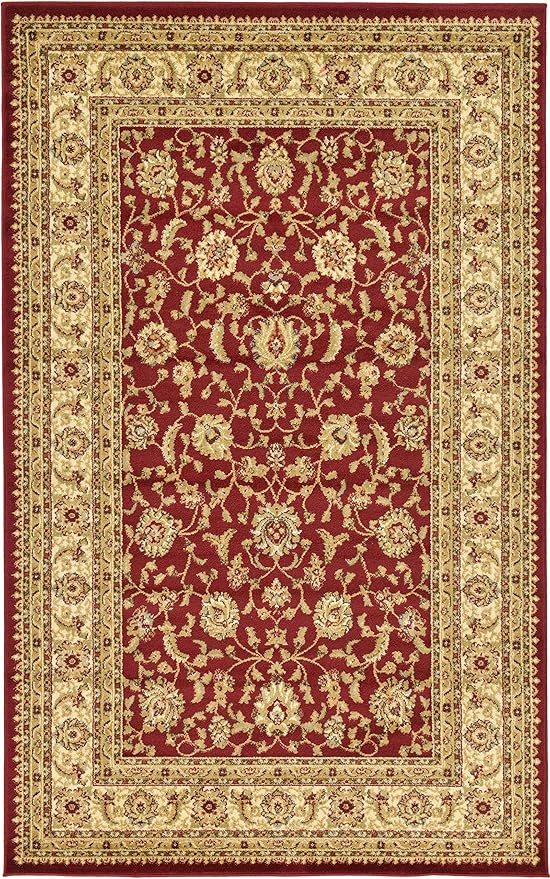 Unique Loom Voyage Collection Traditional Oriental Classic Intricate Design Area Rug (5' 0 x 8' 0 Rectangular, Red/Gold)