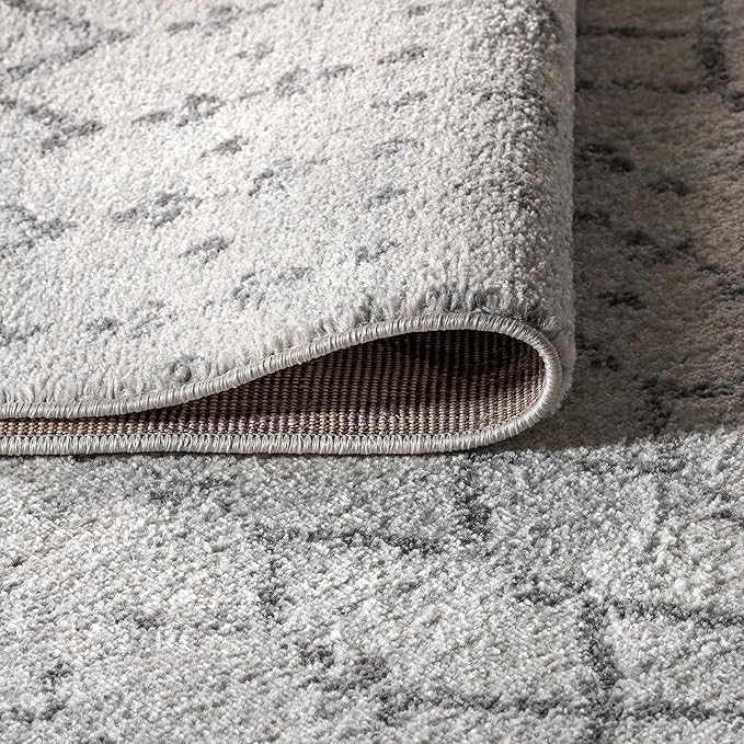 JONATHAN Y Boho Vintage Diamond Cream/Gray Round Area Rug 6 ft, Moroccan Hype for Living Room, Bedroom, Kitchen, Office, Easy-Cleaning, High Traffic, Pet-Friendly, Non-Shedding (MOH101B-6R)