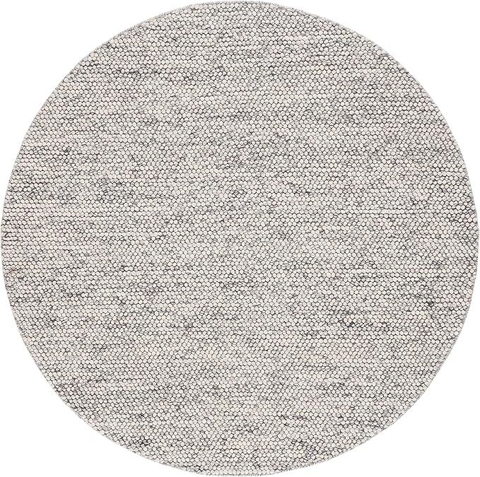 SAFAVIEH Natura Collection Area Rug - 6' Round, Light Grey & Ivory, Handmade Wool Blend, Textured Design, Ideal for Living Room, Bedroom, Dining Space (NAT620G)