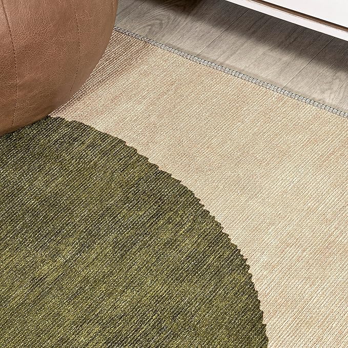 JONATHAN Y Machine Washable Cream/Green Indoor Area Rug 8X10 ft, Cirkel Minimalist Geometric Dot for Living Room, Bedroom, Kitchen, Office, Easy-Cleaning, Pet-Friendly, Non-Shedding WSH113C-8