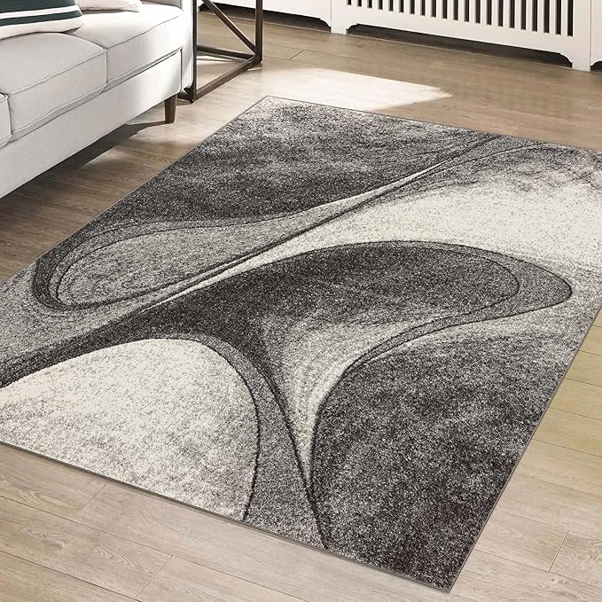 LUXE WEAVERS Spiral Abstract Gray 5x7 Area Rug