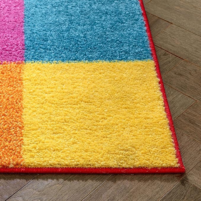 Well Woven Modern Rug Squares Multi Geometric Accent Area Rug (3'3" x 5') Entry Way Bright Kids Room Kitchn Bedroom Carpet Bathroom Soft Durable Area Rug