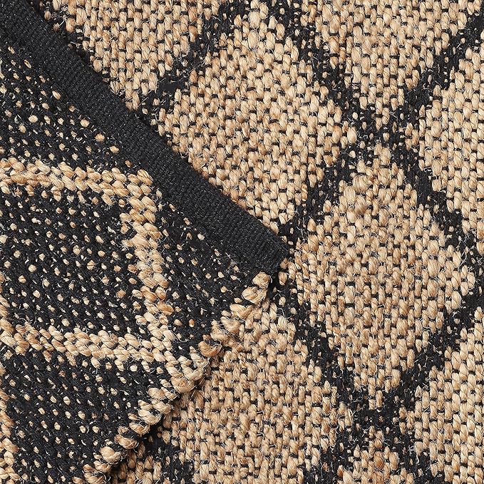 REDEARTH · Jute Cotton Area Rug, Sustainable Handwoven, Non-Shedding, Soft & Durable – Reversible, Neutral Tones for Home Décor in Living Room, Dining, Bedroom (Sierra Loom Black, 2'x6'), Set of 2