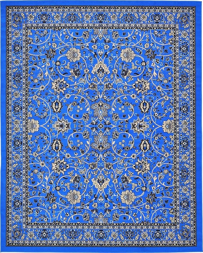 Unique Loom Sialk Hill Collection Area Rug - Washington (7' 10" x 10' Rectangle Dark Blue/Black)