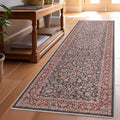 Well Woven Asha Rome Navy Blue Red 2'3" x 7'3" Runner Rug - Oriental Floral Pattern, Easy Clean, Floor-Friendly Backing - for Hallway, Entryway, and Kitchen
