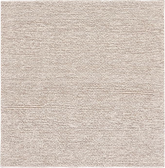 SAFAVIEH Natura Collection Area Rug - 3' Square, Beige, Handmade Wool Blend, Textured Design, Ideal for Living Room, Bedroom, Dining Space (NAT620B)