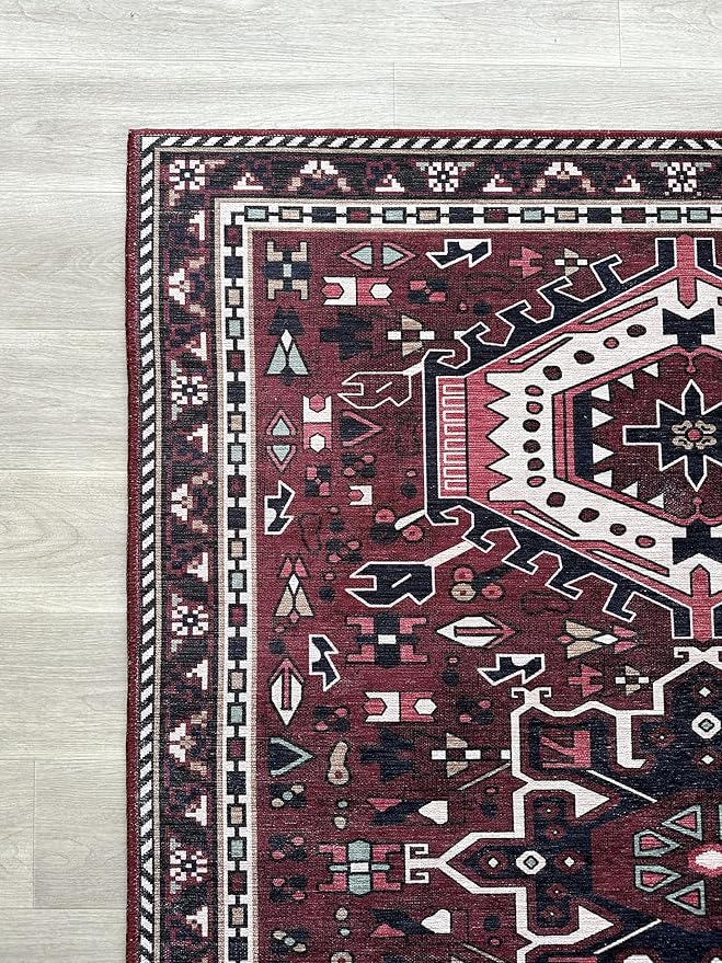 Fame Living Washable Area Rug. Modern Farmhouse. Vintage. Turkish. Bohemian. Distressed. Oriental. Traditional. Rugs for Living Room. Dining. Bedroom. Office. Entryway. Foyer. (851RR, 7'5" x 9'8")