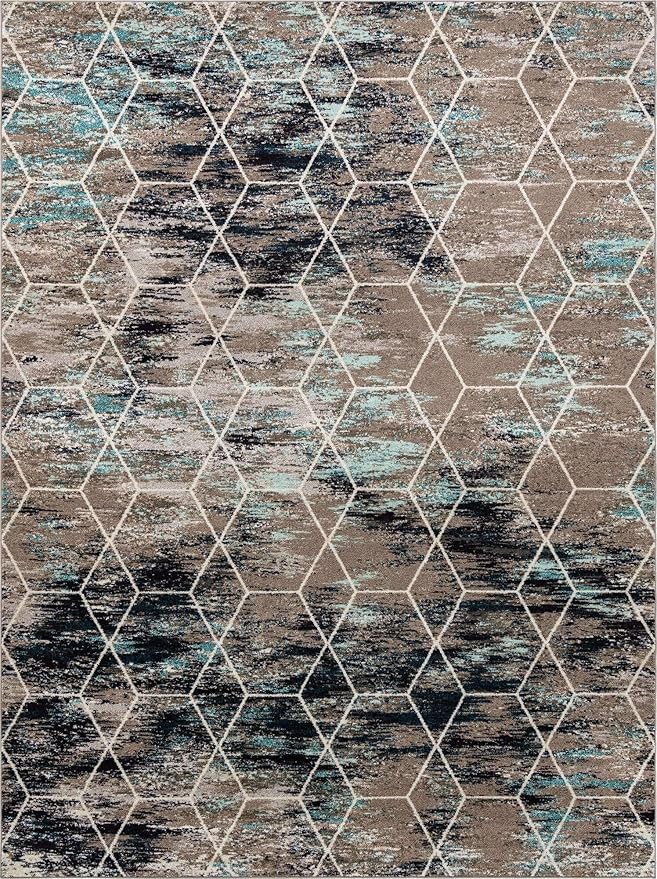 Unique Loom Trellis Frieze Collection Area Rug - Geometric (10' x 13', Blue Multi/ Ivory)
