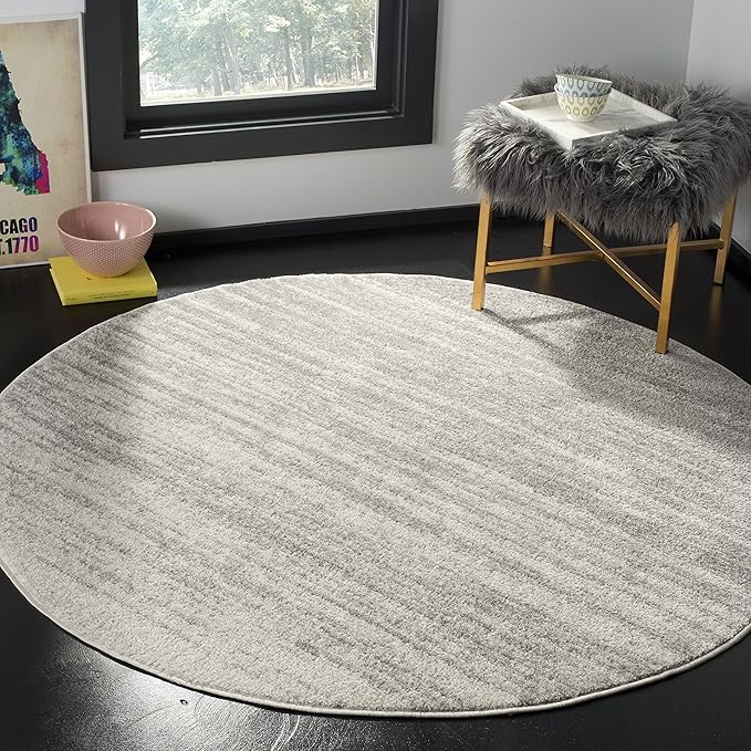 SAFAVIEH Adirondack Collection Area Rug - 11' Round, Light Grey & Grey, Modern Ombre Design, Non Shedding & Easy to Clean, Ideal for Living Room, Bedroom, Office, Dining Space (ADR113C)