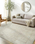 Hauteloom Nakia Bohemian Vintage Medallion Area Rug - Damask Floral Fade Look Carpet for Living Room, Bedroom - Farmhouse - Ivory, Cream, Medium Brown - 2'2" x 3'9"