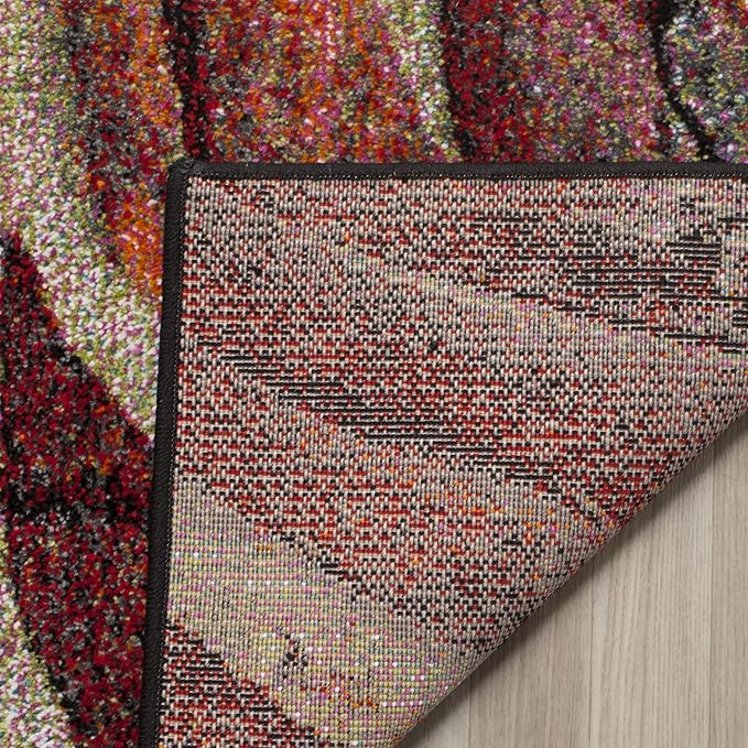 SAFAVIEH Glacier Collection Runner Rug - 2'3" x 14', Red & Multi, Modern Abstract Design, Non-Shedding & Easy Care, Ideal for High Traffic Areas in Living Room, Bedroom (GLA126A)