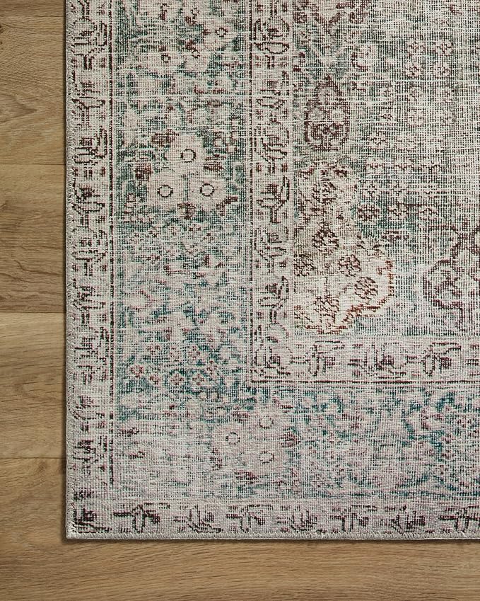 Loloi Chris Loves Julia Jules Collection JUL-08 Emerald/Antique Ivory 9'-6'' x 14', .13" Pile Height, Area Rug