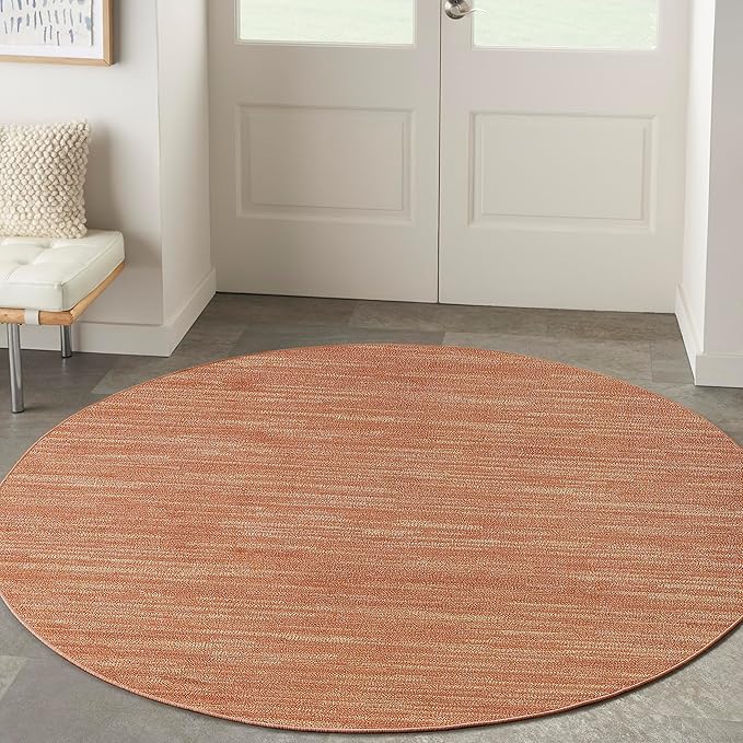 Nourison Home Nourison Essentials Rust 4' x Round Area Rug - Easy Clean, Non Shedding, Bed Room, Living Room, Dining Room, Kitchen (4' x Round)