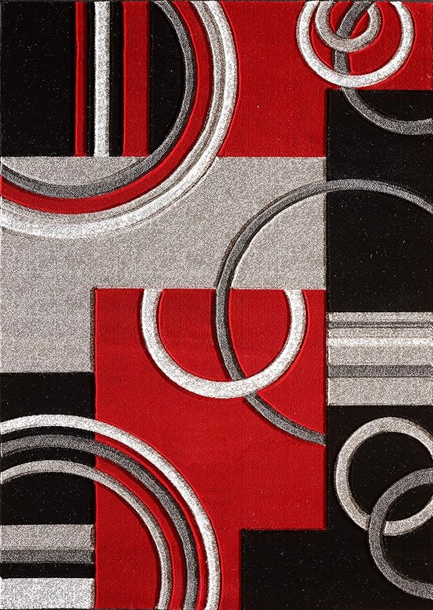 GLORY RUGS Area Rug Modern 8x10 Red Soft Hand Carved Contemporary Floor Carpet with Premium Fluffy Texture for Indoor Living Dining Room and Bedroom Area