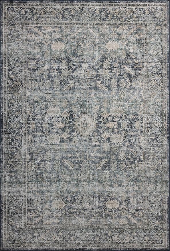 Loloi Amber Lewis Josie Collection JOS-01 Ocean/Natural 2'-3" x 3'-9", .13" Pile Height, Low Profile, Machine Washable, Accent Rug