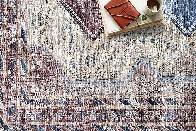 Fame Living Washable Area Rug. Modern Farmhouse. Vintage. Turkish. Bohemian. Distressed. Oriental. Traditional. Rugs for Living Room. Dining. Bedroom. Office. Entryway. Foyer. (863TT, 5' x 6'9")
