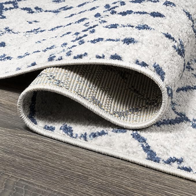 JONATHAN Y Boho Vintage Diamond Cream/Navy Indoor Area Rug 9X12 ft, Moroccan Hype for Living Room, Bedroom, Kitchen, Office, Easy-Cleaning, High Traffic, Pet-Friendly, Non-Shedding (MOH101F-9)