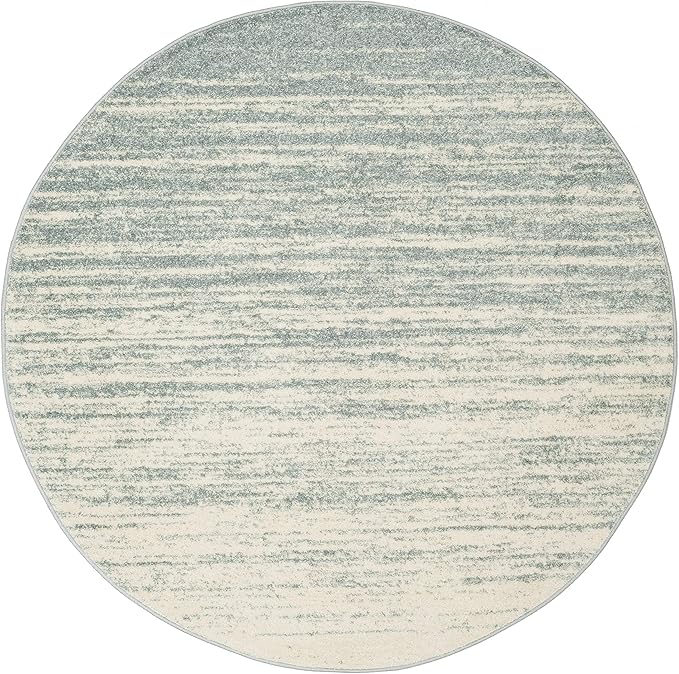 SAFAVIEH Adirondack Collection Area Rug - 12' Round, Slate & Cream, Modern Ombre Design, Non Shedding & Easy to Clean, Ideal for Living Room, Bedroom, Office, Dining Space (ADR113T)