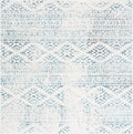 SAFAVIEH Tulum Collection Area Rug - 10' Square, Ivory & Turquoise, Moroccan Boho Tribal Design, Non-Shedding & Easy to Clean, Ideal for Living Room, Bedroom, Dining Space (TUL272E)