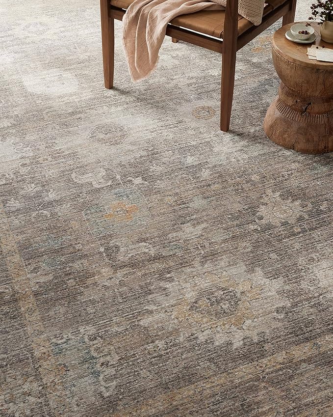 Loloi Magnolia Home by Joanna Gaines Millie Collection MIE-05 Stone/Natural 5'-3" x 7'-6", .25" Pile Height, Area Rug