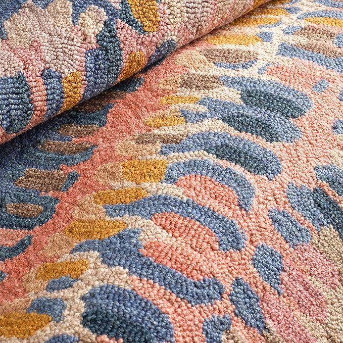Dash & Albert Paint Chip Stone Hand Micro Hooked Wool Rug, 8.5 X 11.5 Feet, Multicolored/Pink Geometric Pattern