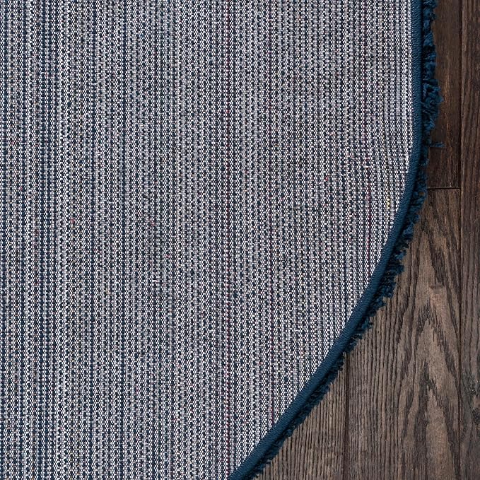 Unique Loom Solid Shag Collection Area Rug (5' 1" x 8' Oval, Sapphire Blue/ Navy Blue)