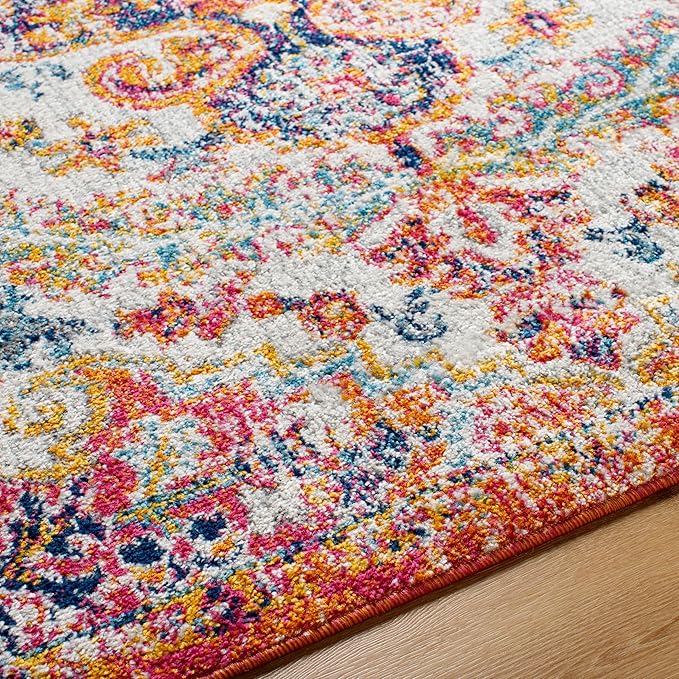 Livabliss Area Rugs - 8x10 Odelia Vintage Boho Beige Mustard Gray Area Rug for Living Room Bedroom - Floral Medallion Stain Resistant Carpet for Kitchen, Nursery, Office (7'10" x 10'3")