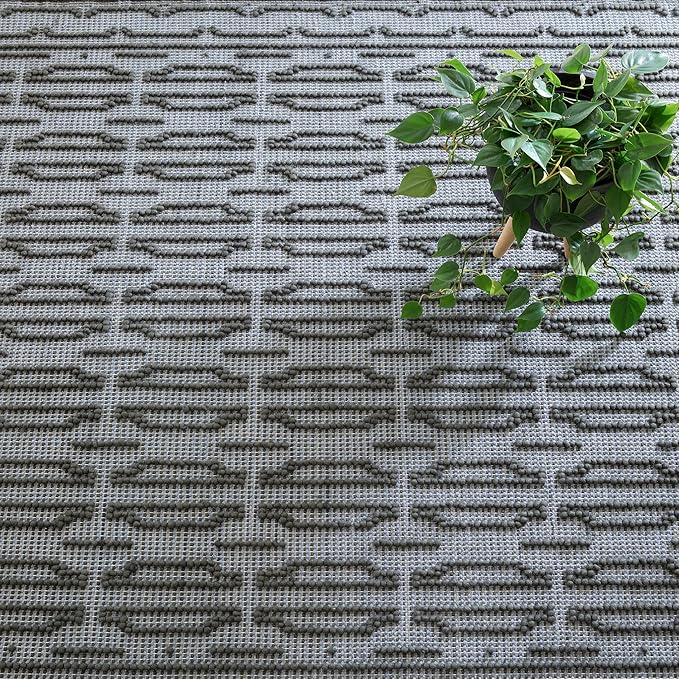 Dash and Albert Campbell Iron Handwoven Wool Rug, Runner-2.5 X 8 Feet, Neutral/Grey Geometric Pattern - Premium Luxury Hotel Quality Soft Breathable Hypoallergenic Machine Washable Easy Care All