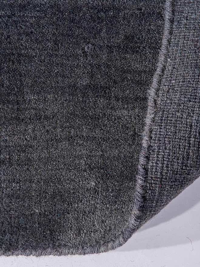 Hand Knotted Loom Wool ECO-Friendly Area Rugs - 10'x10', Square, Charcoal Color, Solid Plain Design, High Pile Handmade Anti Skid Area Rugs for Living Room, Bed Room (L00111)