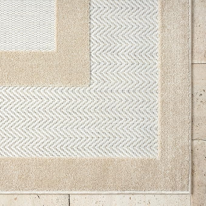 Abani Area Rugs - Modern Minimalist Pattern - Cream Rug for Living Room, Bedroom, Dining Room - Indoor/Outdoor - Easy to Clean - Non-Shedding - 6' x 9"