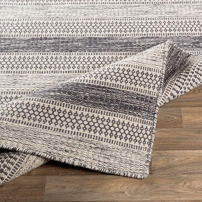 Mark&Day Wool Rugs, 2x8 Marvelle Global Medium Gray Runner Area Rug, Black Ivory Carpet for Hallway, Kitchen, Bedroom or Living Room (2'6" x 8' Runner)