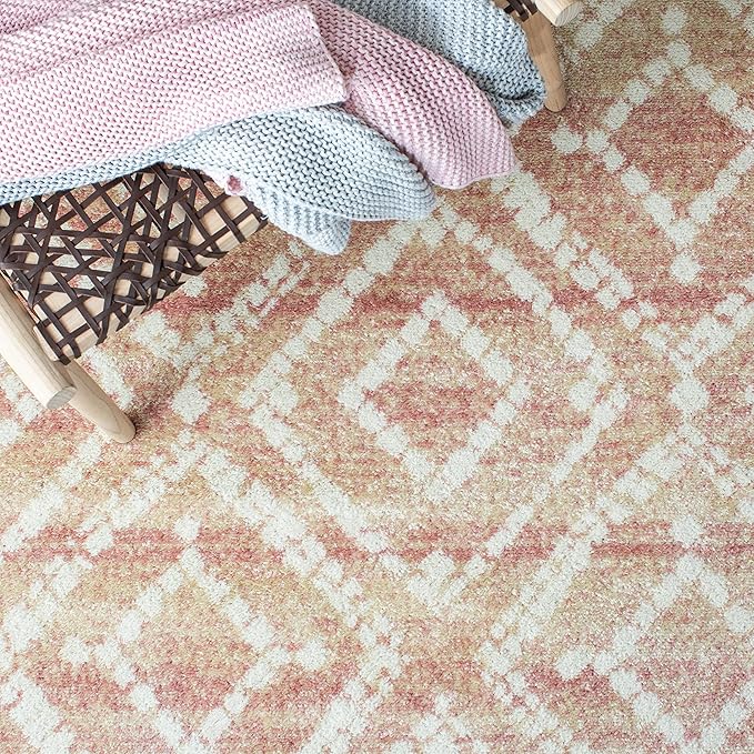 SAFAVIEH Adirondack Collection Area Rug - 5'1" x 7'6", Rose & Gold, Modern Diamond Distressed Design, Non-Shedding & Easy Care, Ideal for High Traffic Areas in Living Room, Bedroom (ADR131Q)