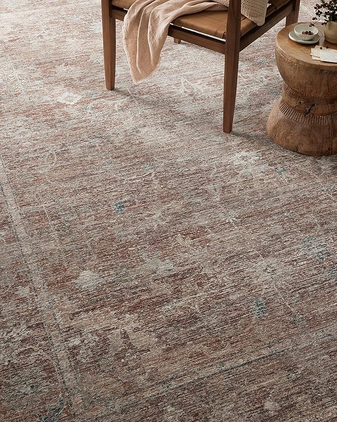 Loloi Magnolia Home by Joanna Gaines Millie Collection MIE-04 Brick/Fog 11'-6" x 15'-7", .25" Pile Height, Area Rug